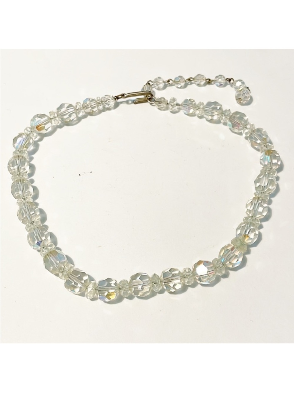 Vintage Aurora Borealis crystal faceted bead necklace